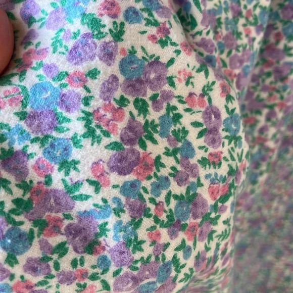 Vintage 100% Cotton Fleece V Neck Maxi Length House Dress Muumuu Pastel Floral - Picture 8 of 8